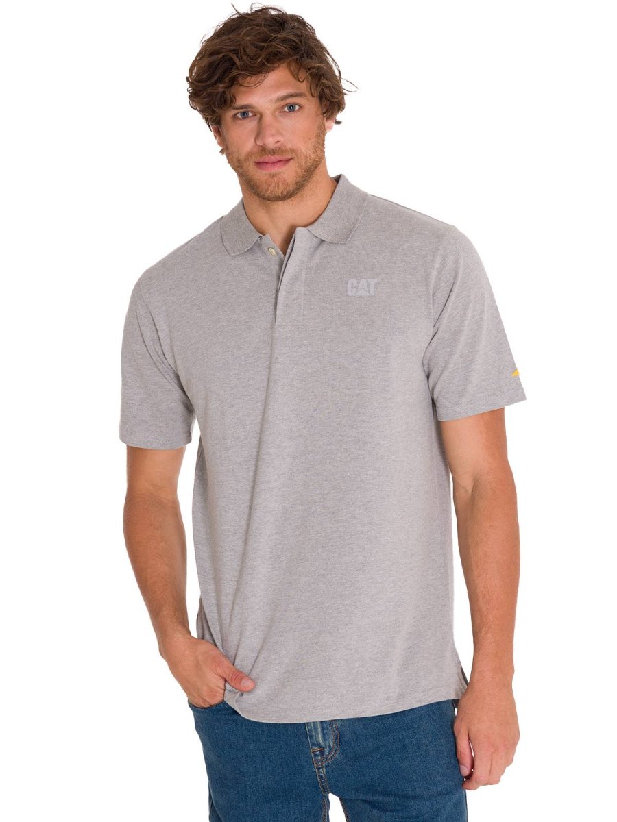 Polera Polo Casual Hombre CAT LOGO PIQUE POLO Gris CAT - Imagen 2