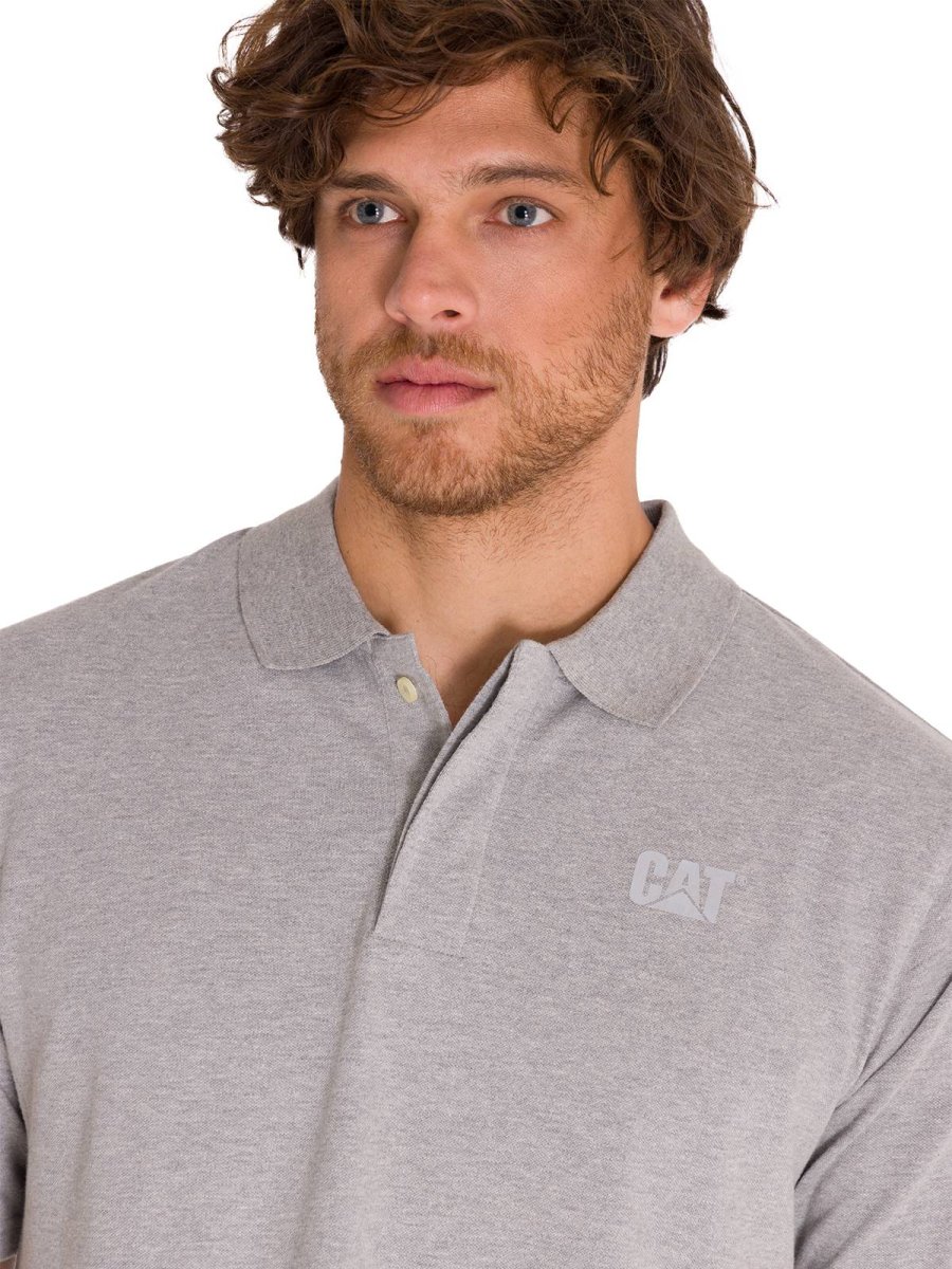 Polera Polo Casual Hombre CAT LOGO PIQUE POLO Gris CAT - Imagen 5
