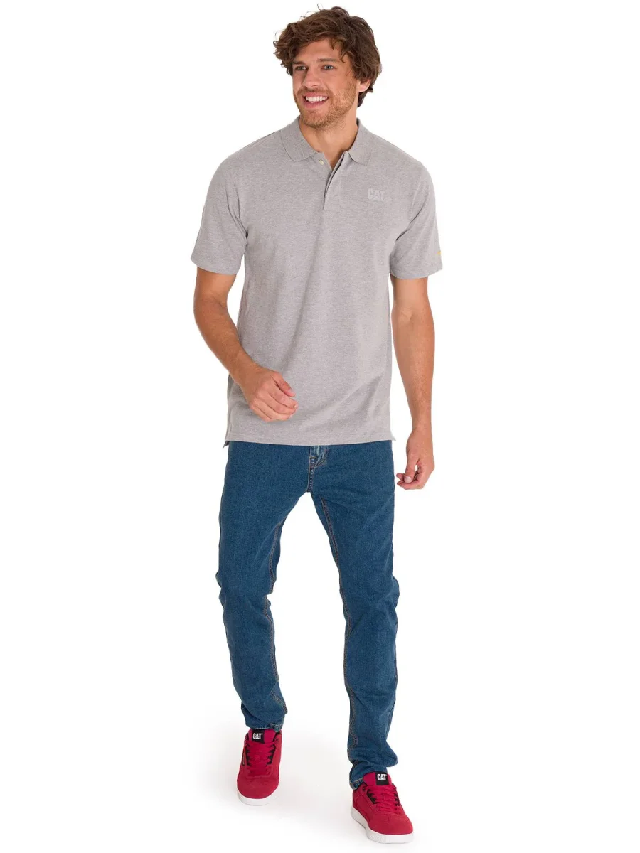 Polera Polo Casual Hombre CAT LOGO PIQUE POLO Gris CAT - Imagen 6