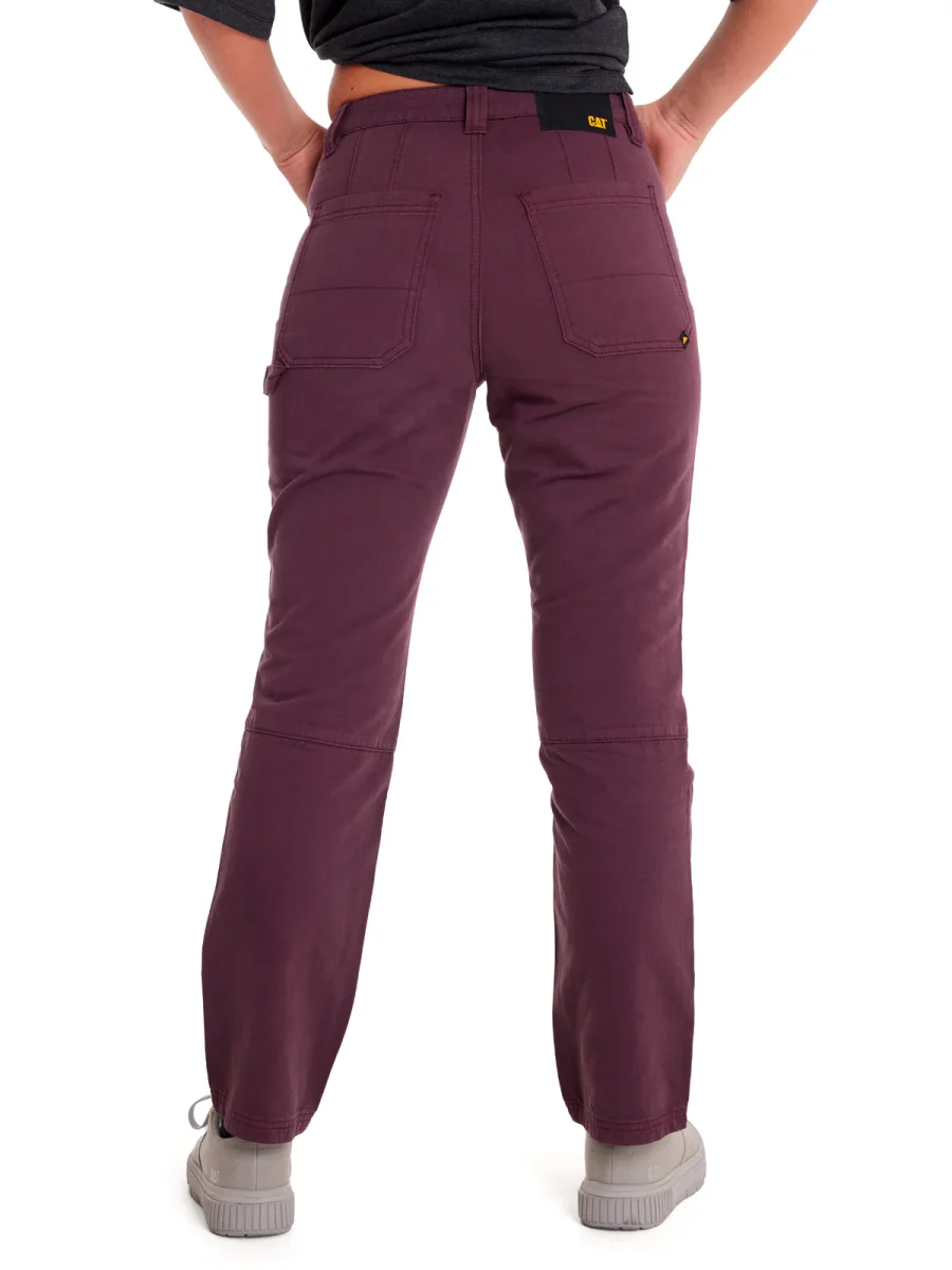 Pantalón Casual Mujer DOUBLE FRONT UTILITY BOTTOM Burdeo CAT - Imagen 4